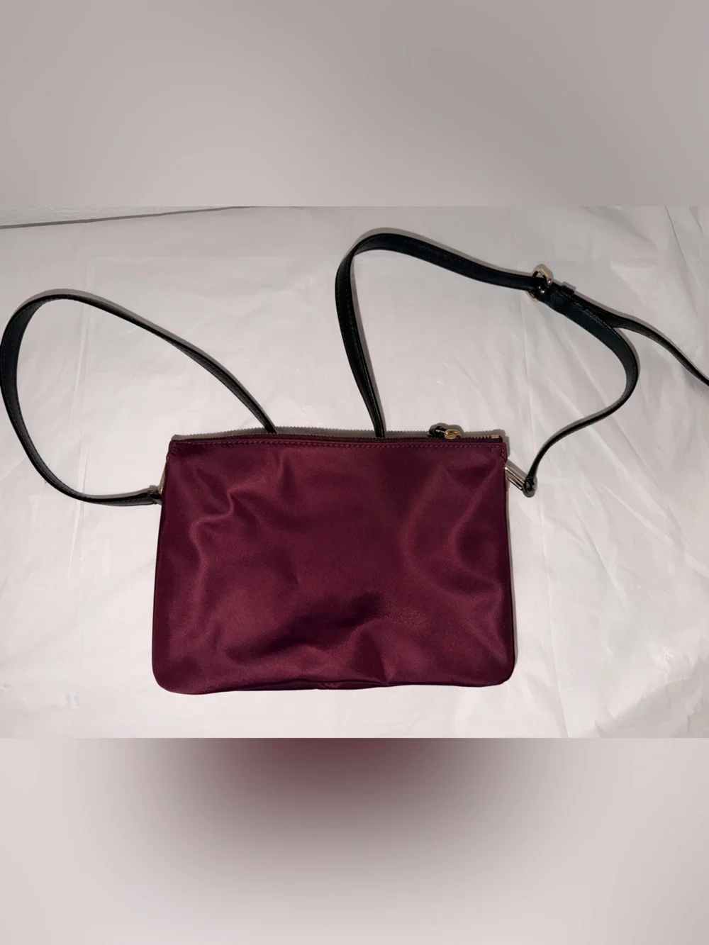 kate spade purple satin clutch with black beaded floral trim